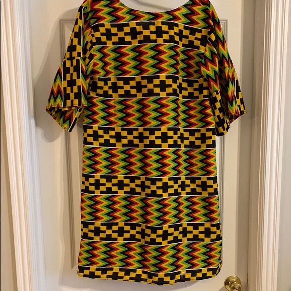 Casual Yellow and Black Bohemian Dress with Crew Neck NWOT never worn - Picture 2 of 7